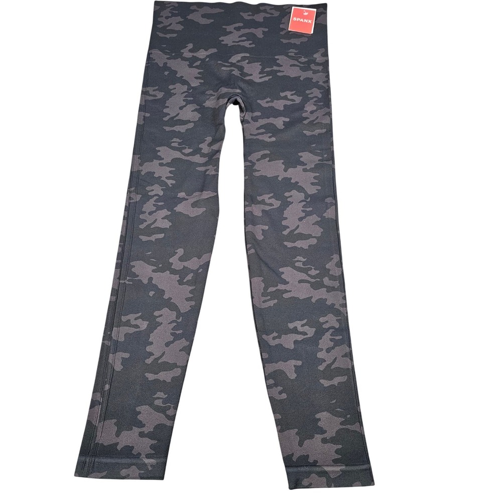 Spanx Look At Me Now Leggings Black Camo FL3515 Womens Large NWT High Rise